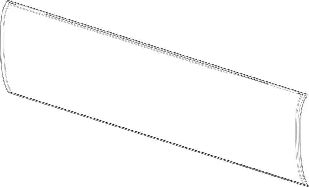 Transparente Abdeckung von Bosch, leicht gebogen, ohne Beschriftungen oder Logos, flache Form, in einer neutralen Position.